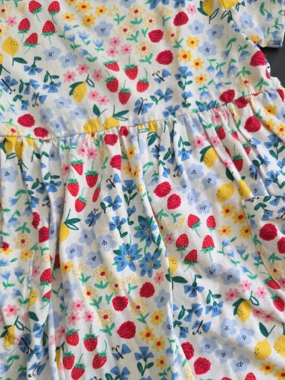 Old Navy Girls' Dresses in White Floral & Gray Crayon Print